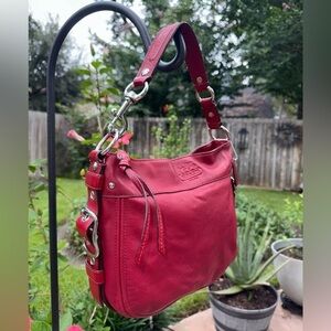 ▶️ Coach ◀️ Zoe Hobo Big Buckle Red Leather Shoulder Bag 2009